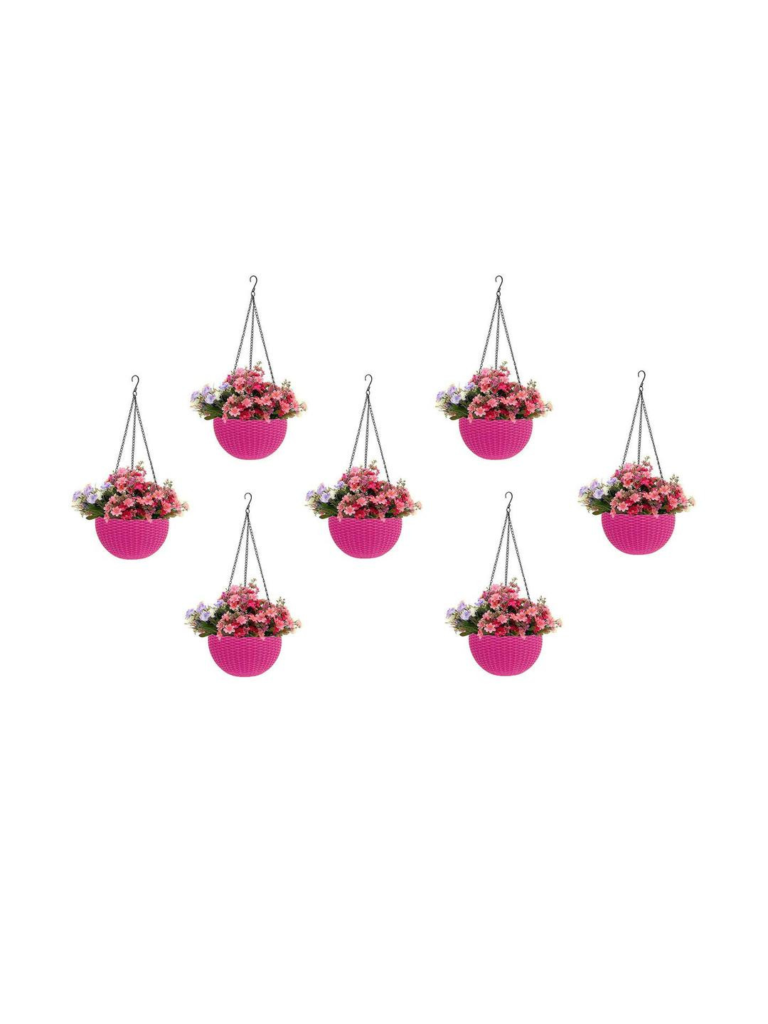 Go Hooked Pink 7 Pieces Hanging Planters