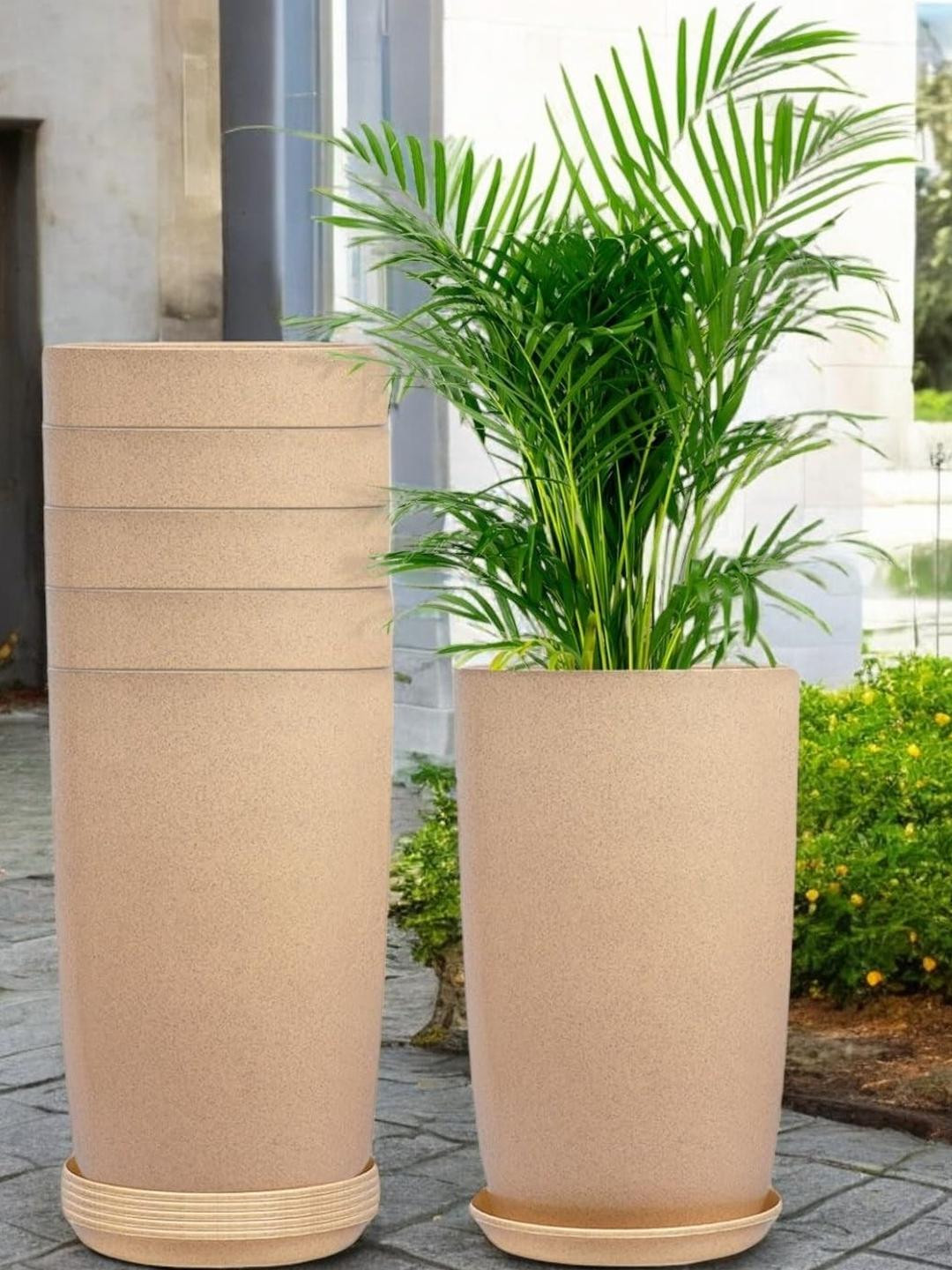 Go Hooked 18 Inch Tower Pots with Saucer Tray Planter Pack of 6