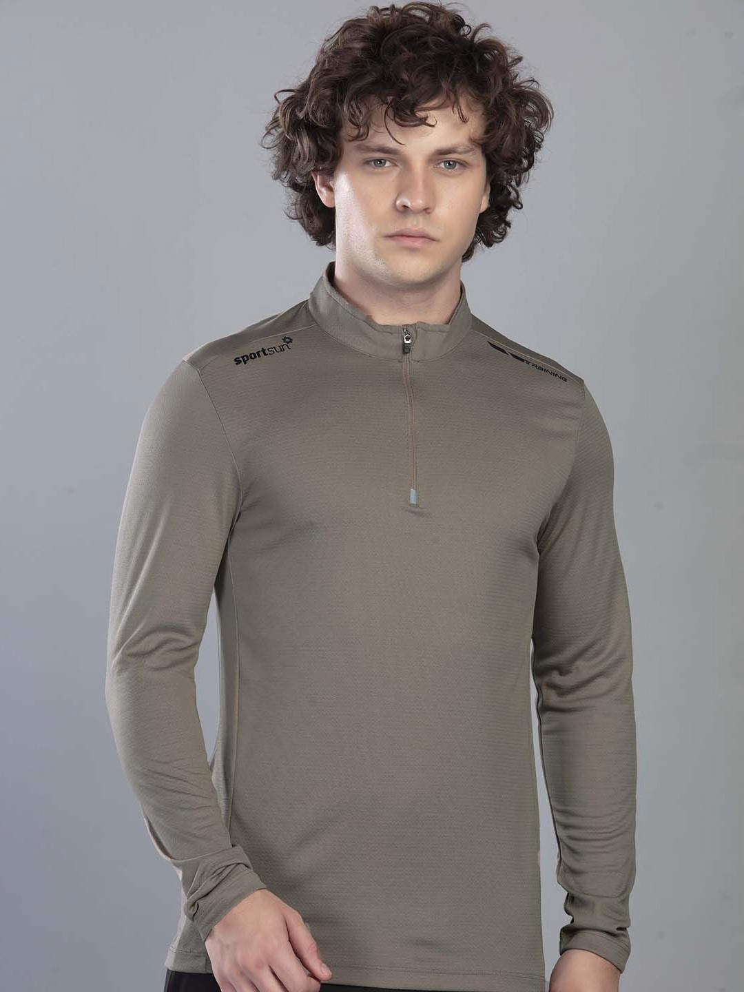 SPORT SUN Men Biker Mandarin Collar  T-shirt