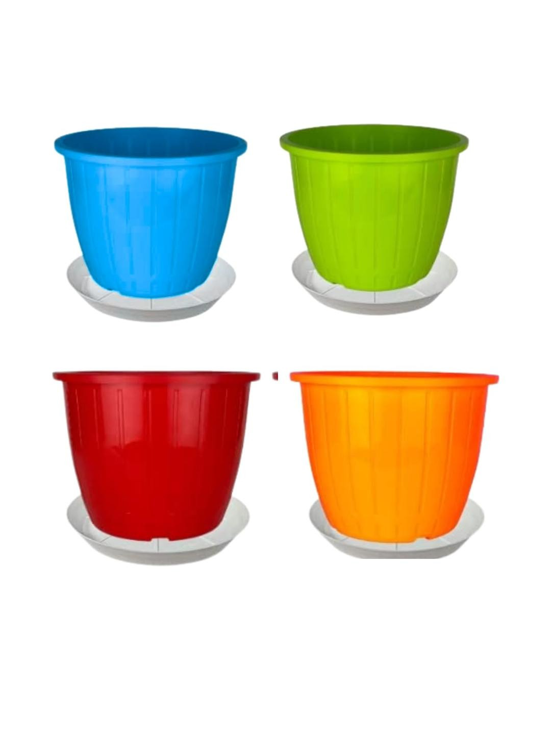 8 Inch Duro Pot for Plants with Saucer Tray - Set of 4