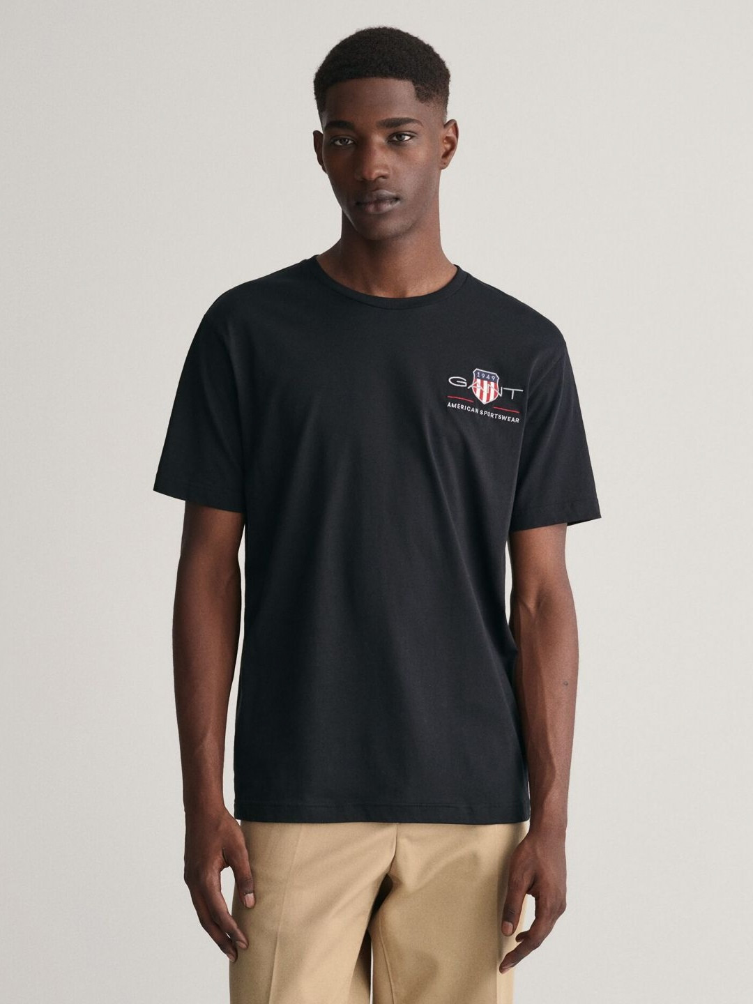 GANT Round Neck Embroidered Pure Cotton Archive Shield T-shirt