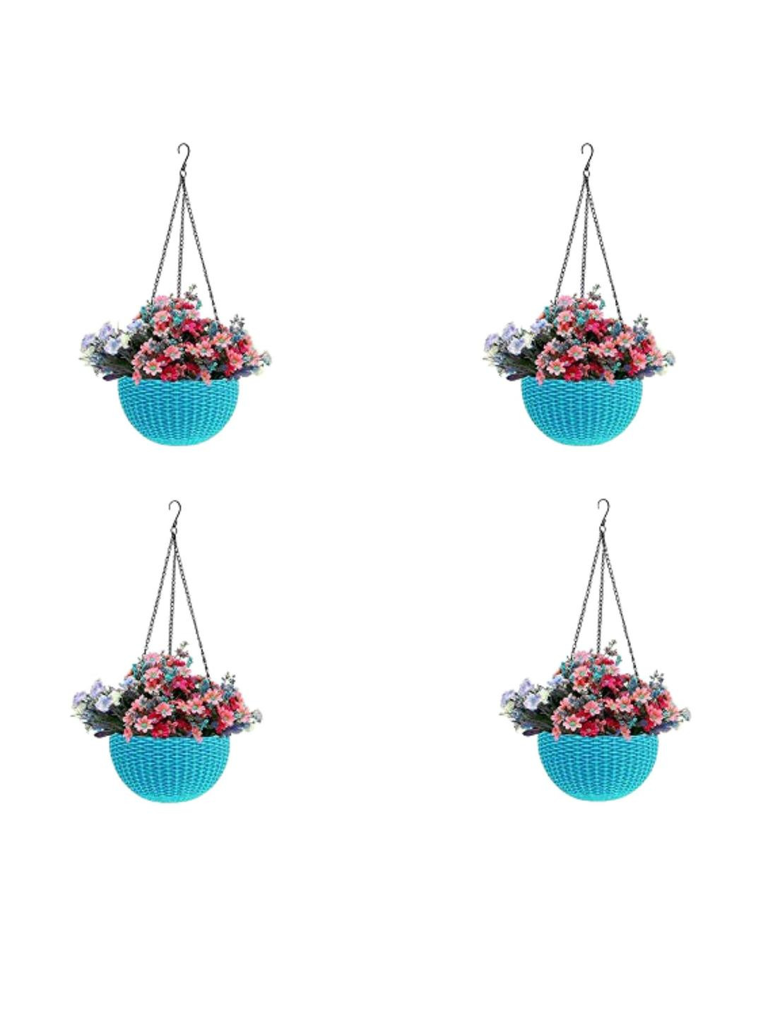Go Hooked Rattan Hanging Planters Pot with Metal Hanging Chain pack of 4