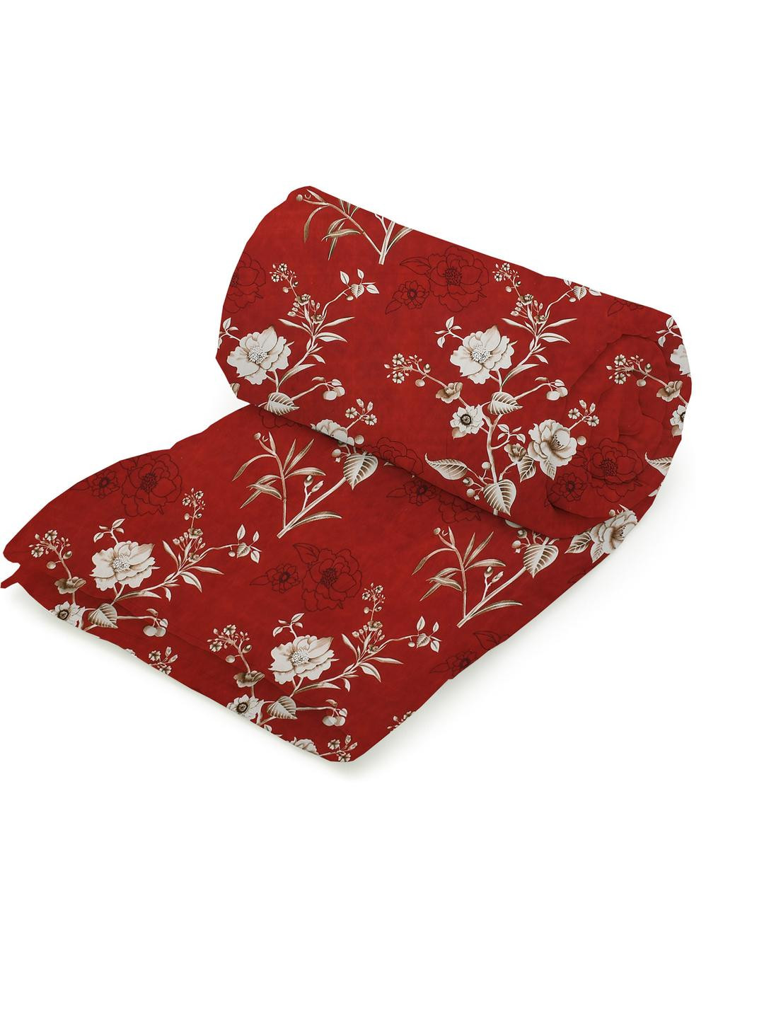 IVAZA Red Floral Microfiber AC Room 210 GSM Double Bed Comforter