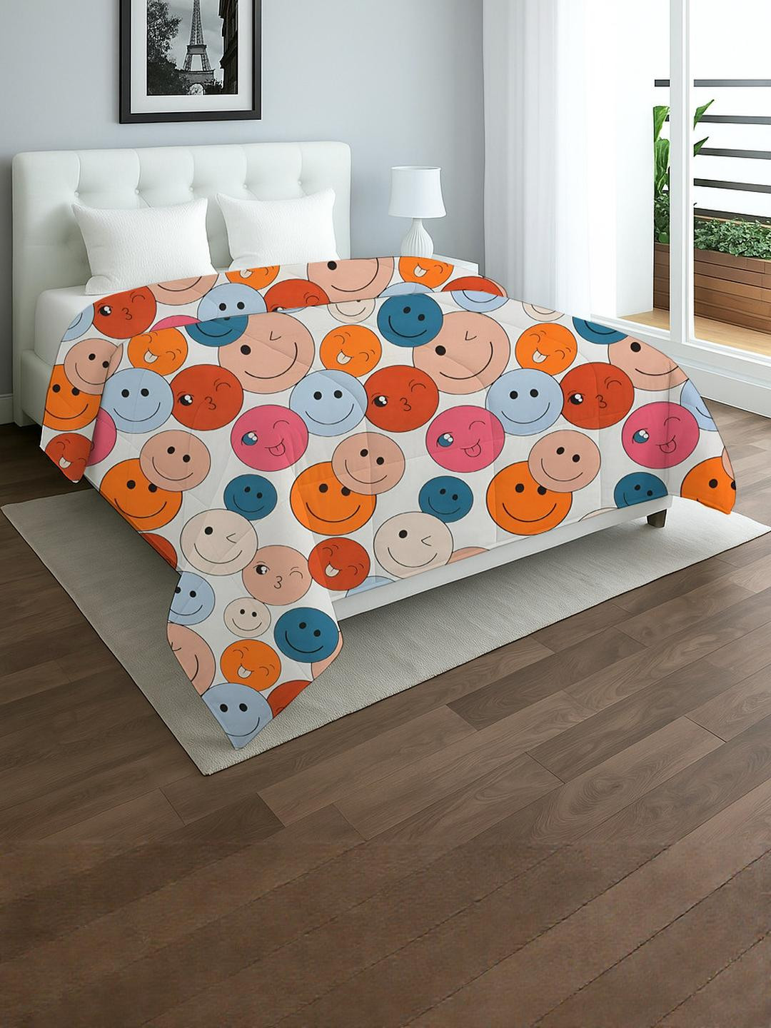 IVAZA Yellow Cartoon Characters Microfiber Double Bed Comforter