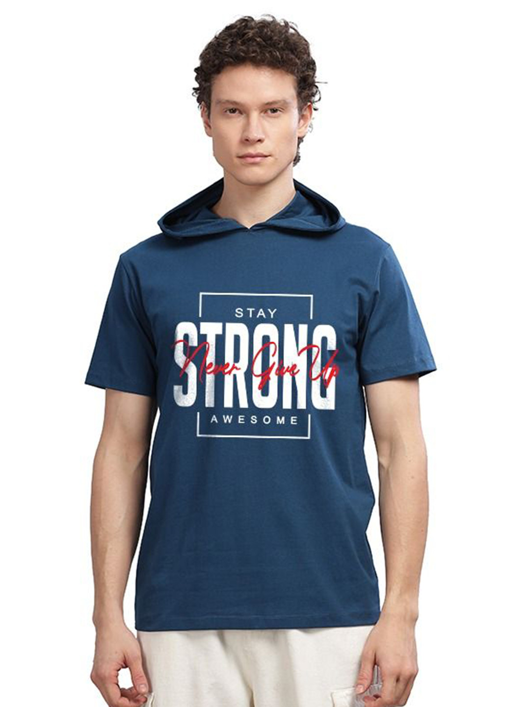 SOLACEACTIVE Men Graphic Printed Hooded T-shirt