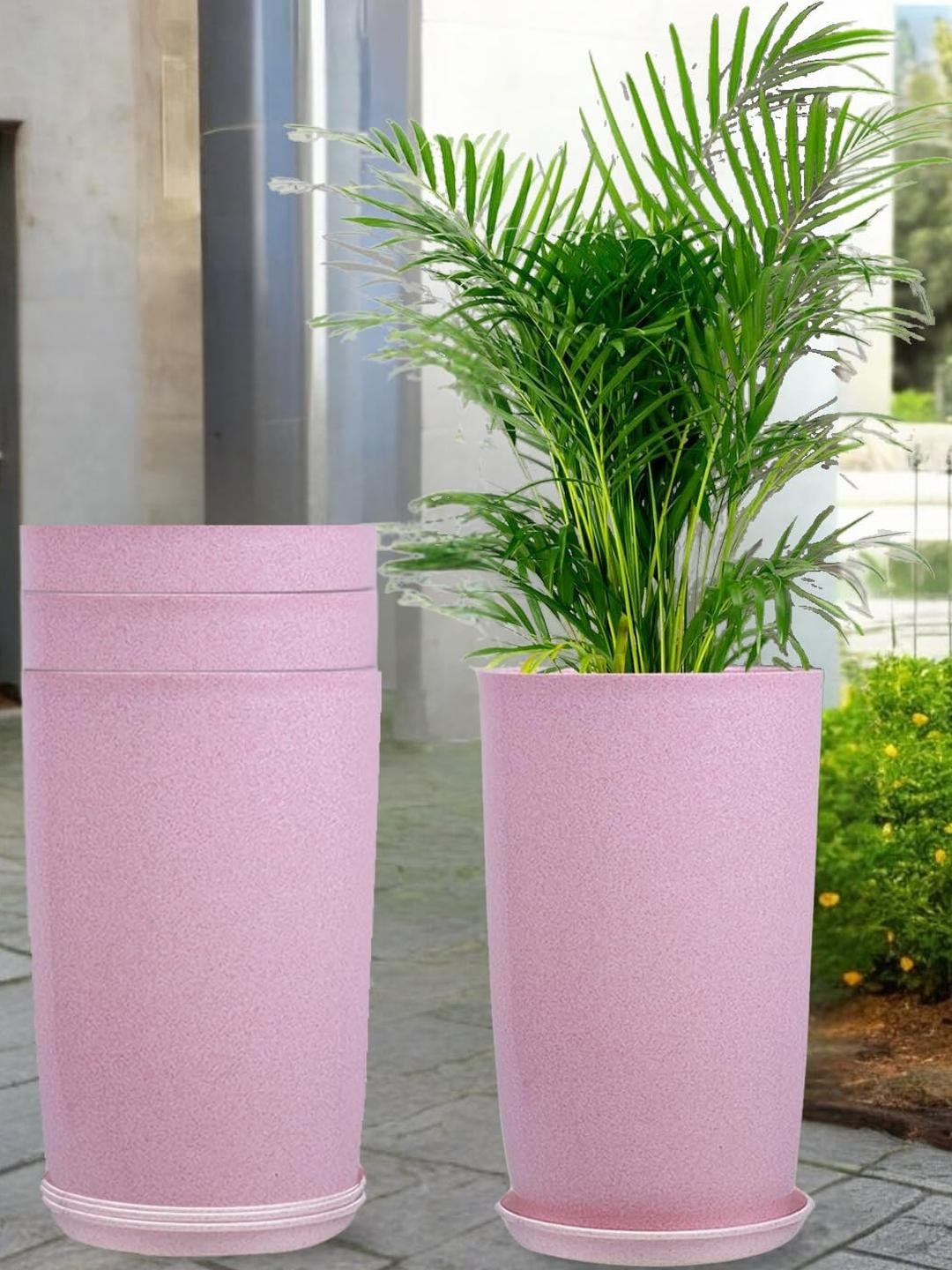 Go Hooked 18 Inch Tower Pots with Saucer Tray Planter Pack of 4