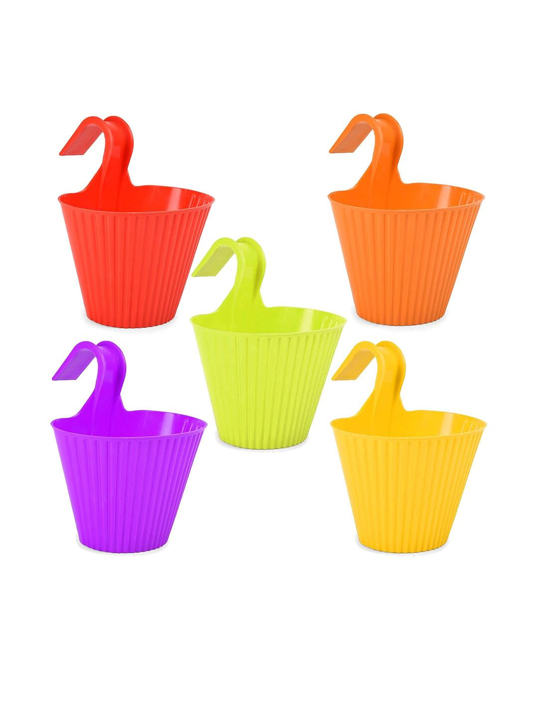 Go Hooked Hook Railing Planter Hanging Pots for Plant (Set of 5)