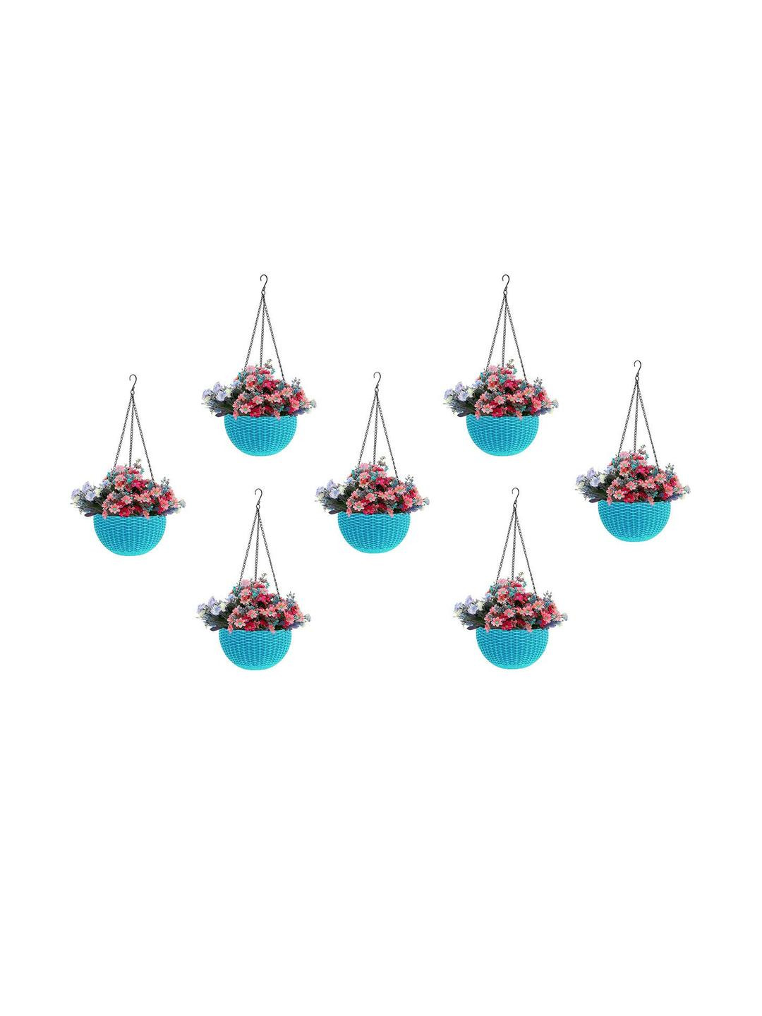 Go Hooked Rattan Hanging Planters Pot with Metal Hanging Chain (7 Pieces)