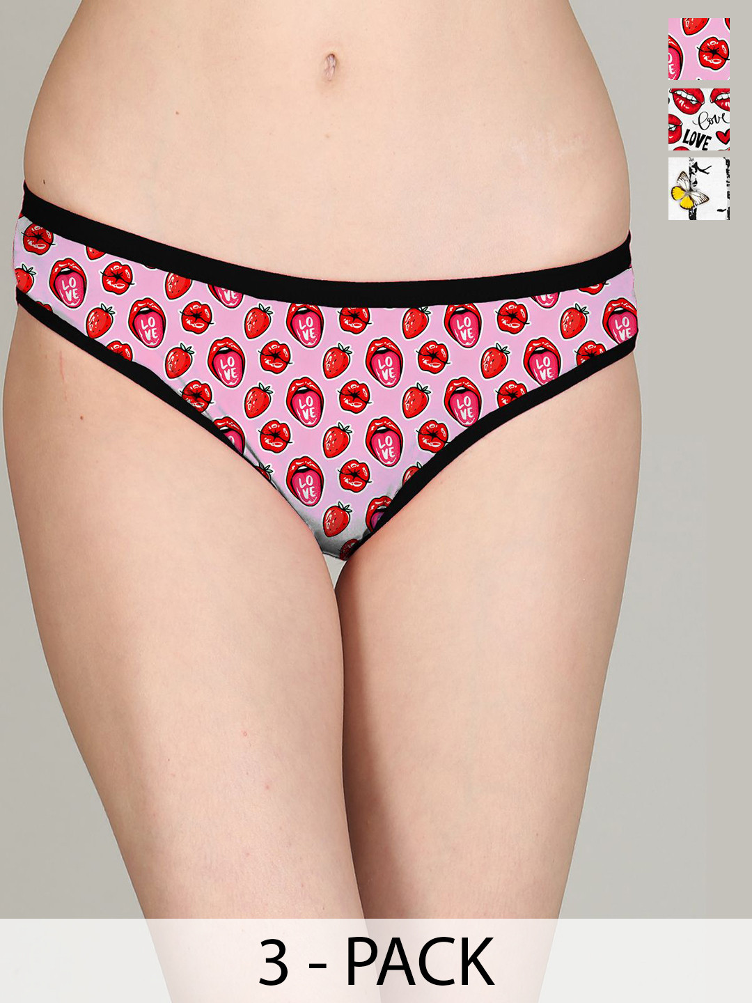 Lola Dola Pack Of 3 Printed  Cotton Hipster Briefs PPC-01--(18-19-21)