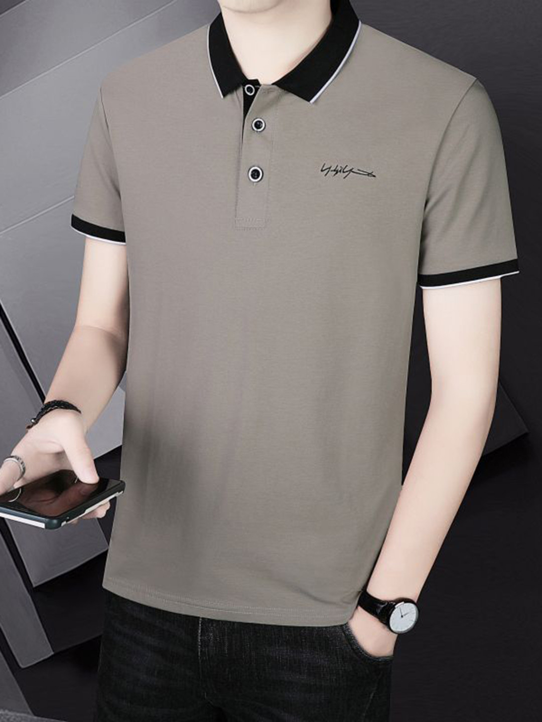StyleCast x Revolte Polo Collar Short Sleeves Cotton T-Shirt