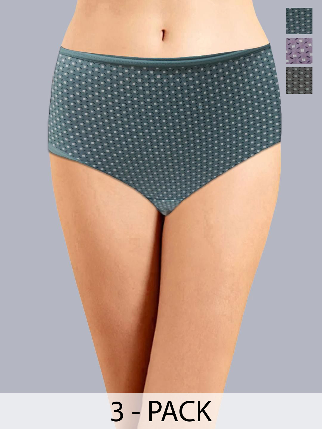 Eden Pack Of 3 Assorted Printed Pure Cotton Mid-Rise Hipster Briefs EDENOECOMBO003_XXL