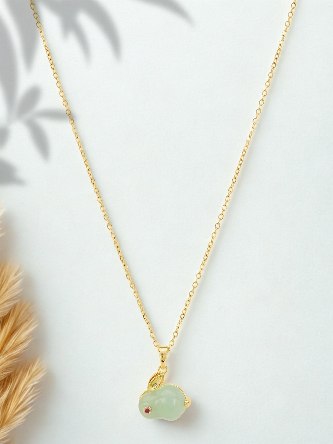 Adwitiya Collection Gold-Plated Rabbit Pendent With Chain