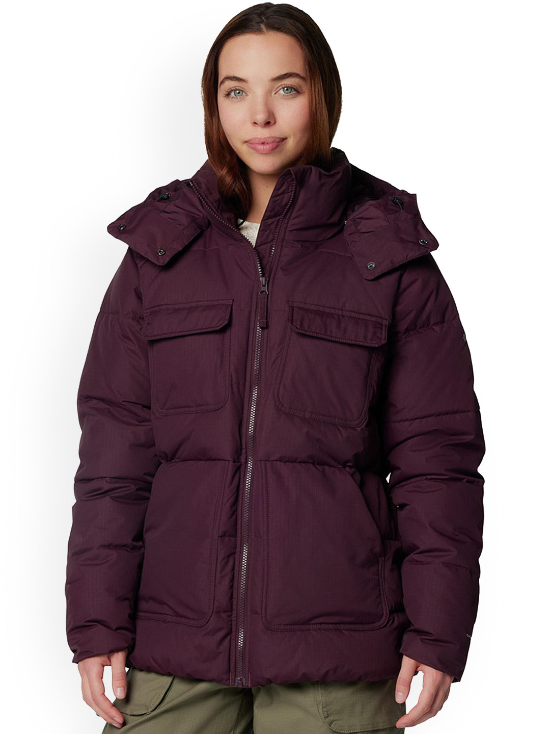 Columbia Longhorn Ridge Hooded Brand Logo Printed Padded Jacket