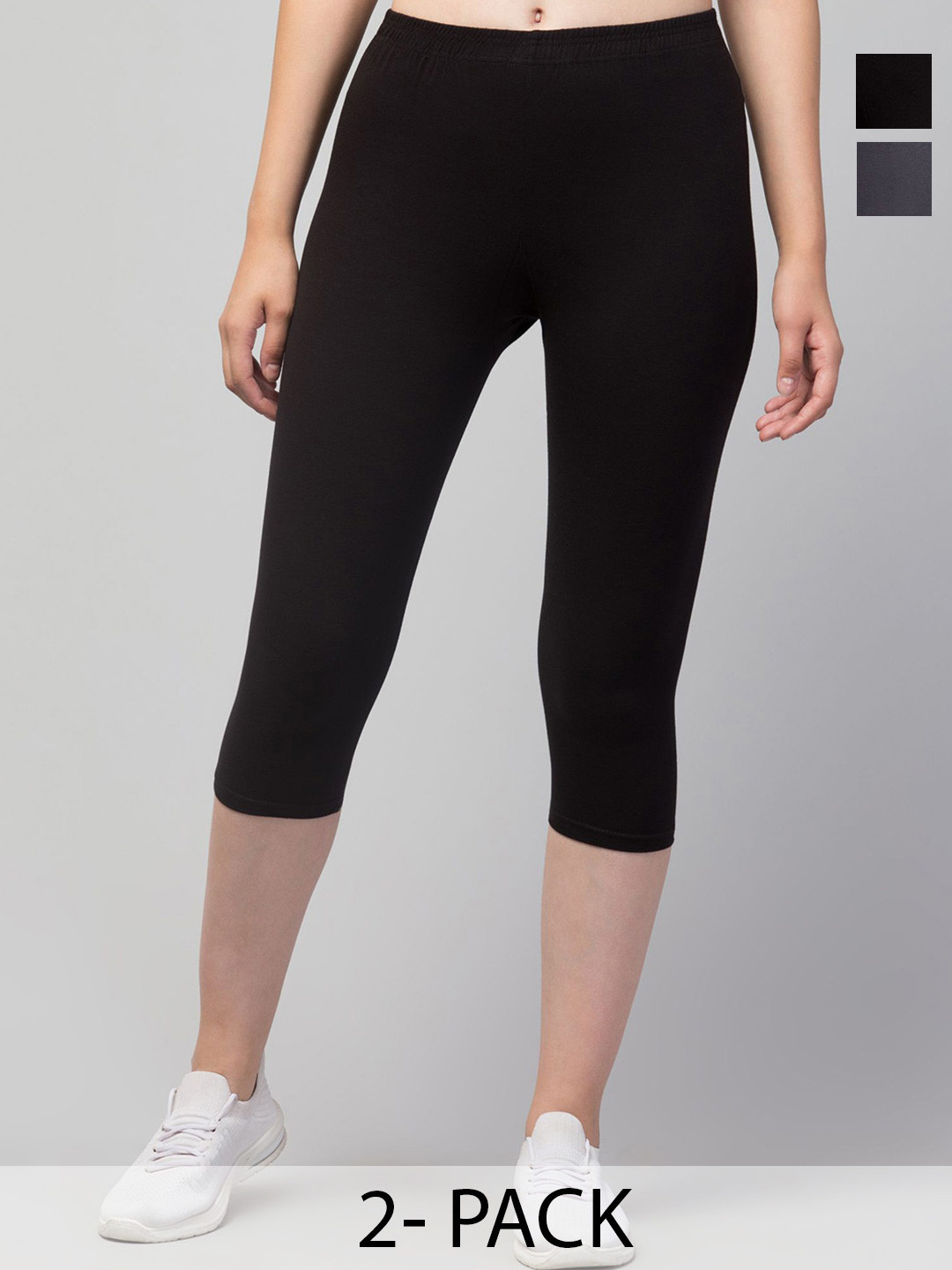 Attire Zone Women Pack Of 2 High-Rise Skinny Fit Capris