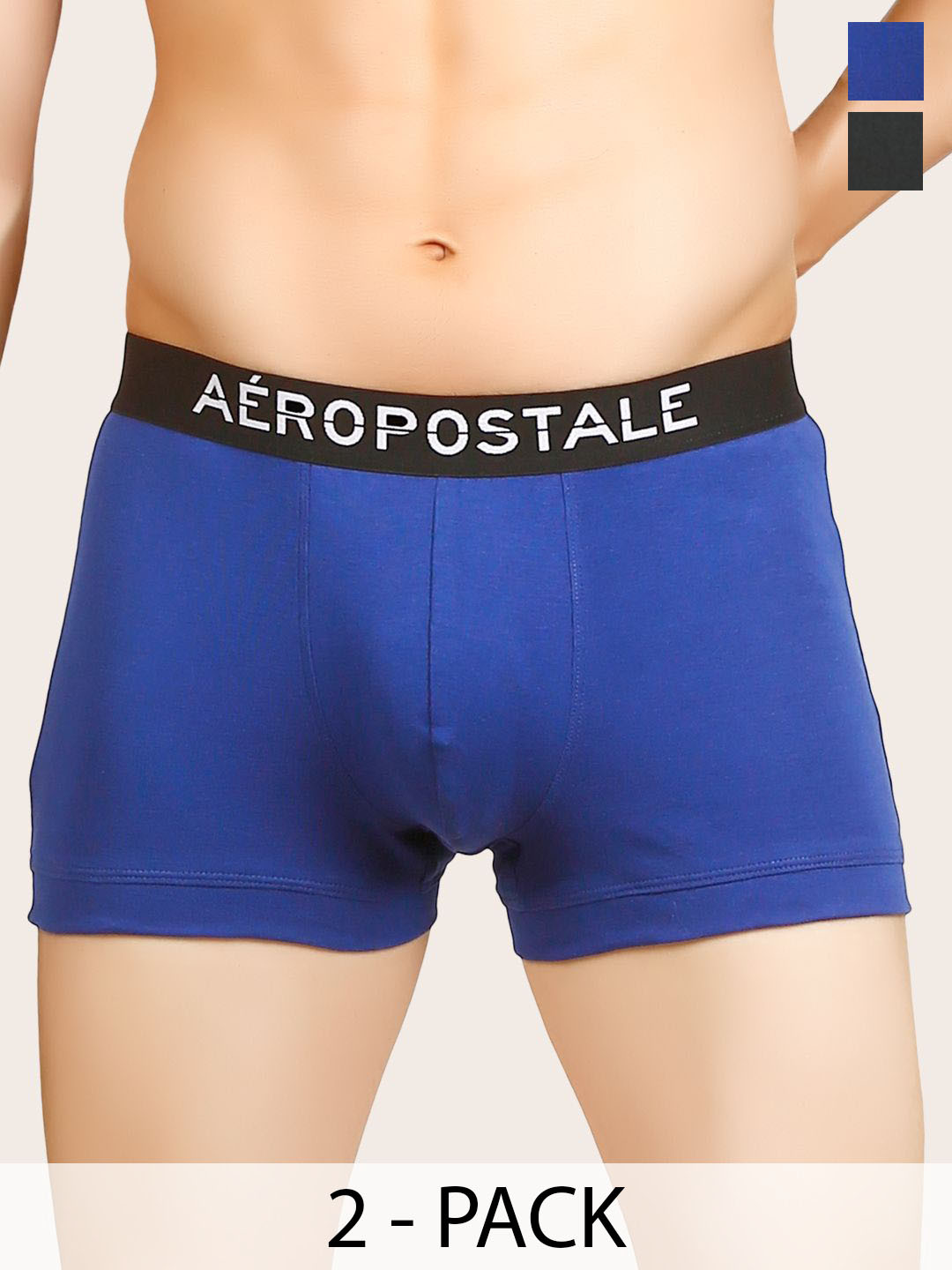 Aeropostale Pack of 2 Pure Cotton Breathable Trunks A_RTRK01-BCBL/BLK