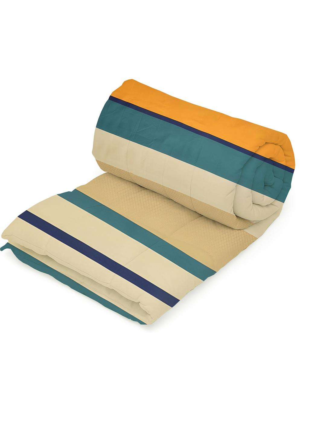 IVAZA Yellow & Beige Striped Microfiber AC Room 210 GSM Double Bed Comforter