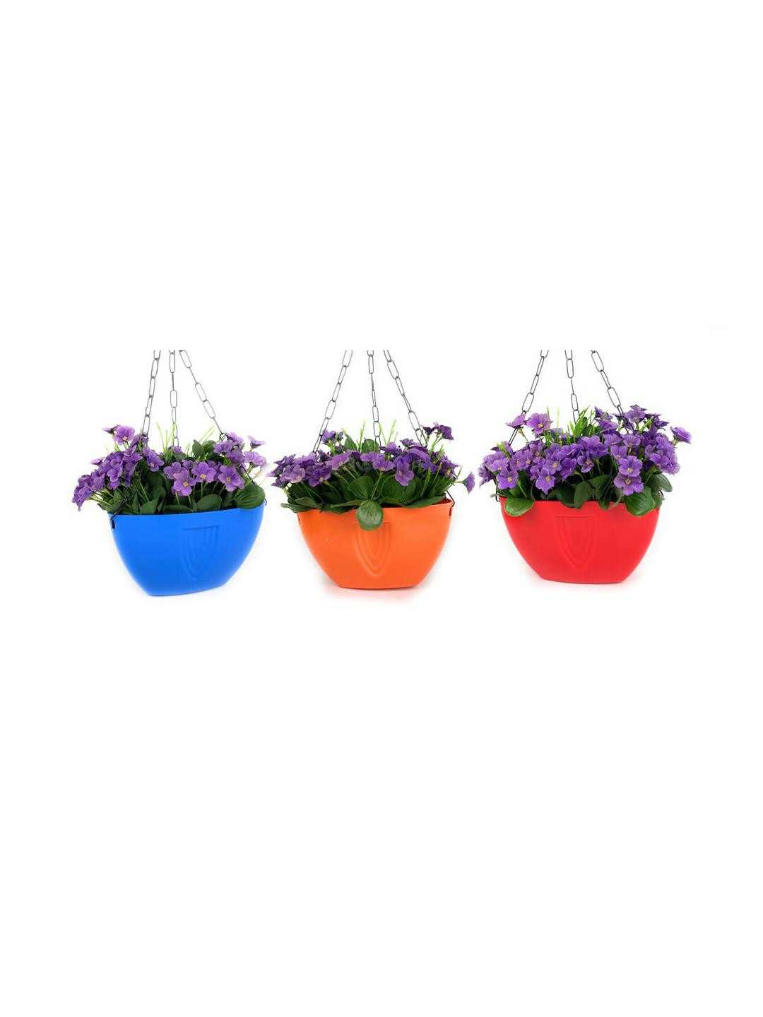 Go Hooked Pack of 3 Hanging Planters with Metal Hanging Chain