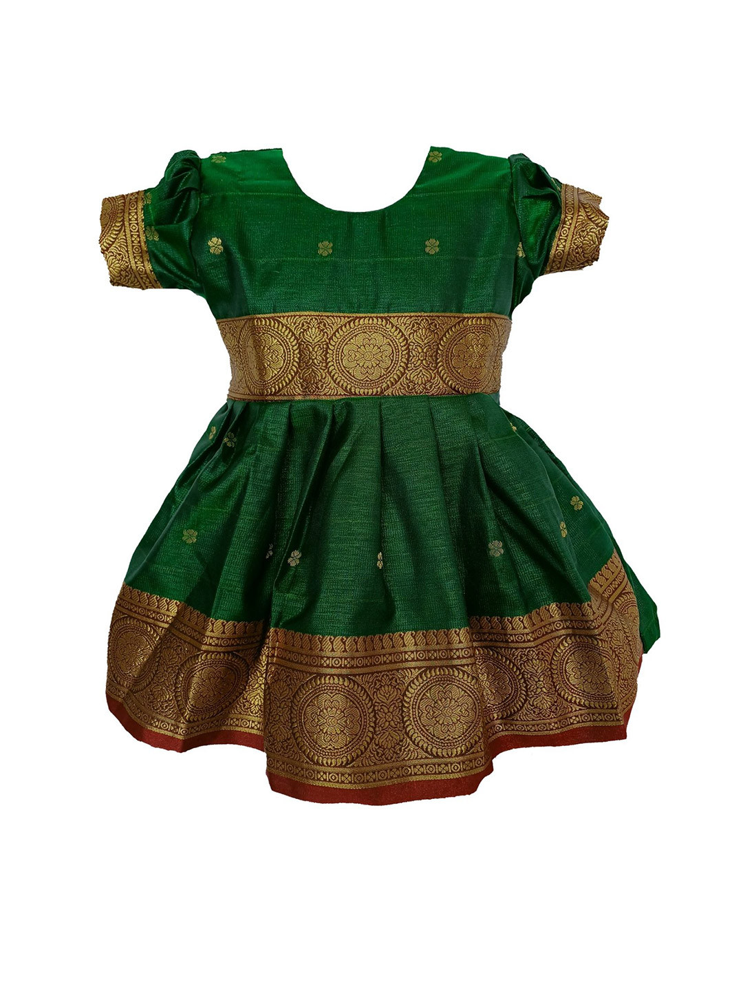 Mom and Me Ethnic Motifs Puff Sleeve Satin Formal A-Line Short Dress