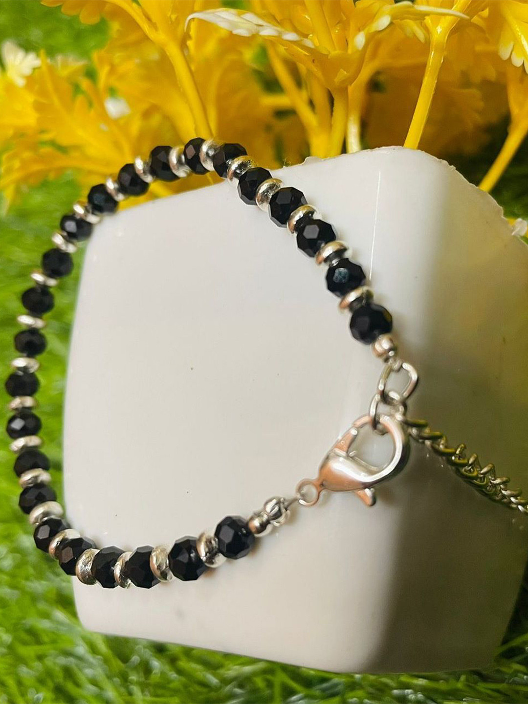 VS Unique Collection Unisex Set Of 2 Crystal Moti Evil Eye Cuff Chain Adjustable Bracelet