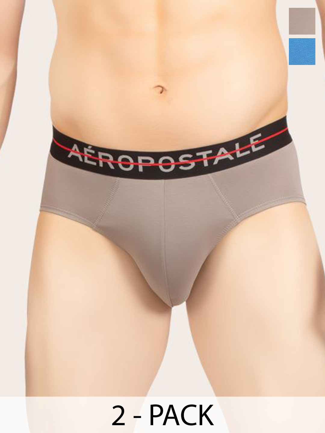 Aeropostale Pack Of 2 Mid-Rise Basic Briefs A_LJSBF01-BGCB/SGRY