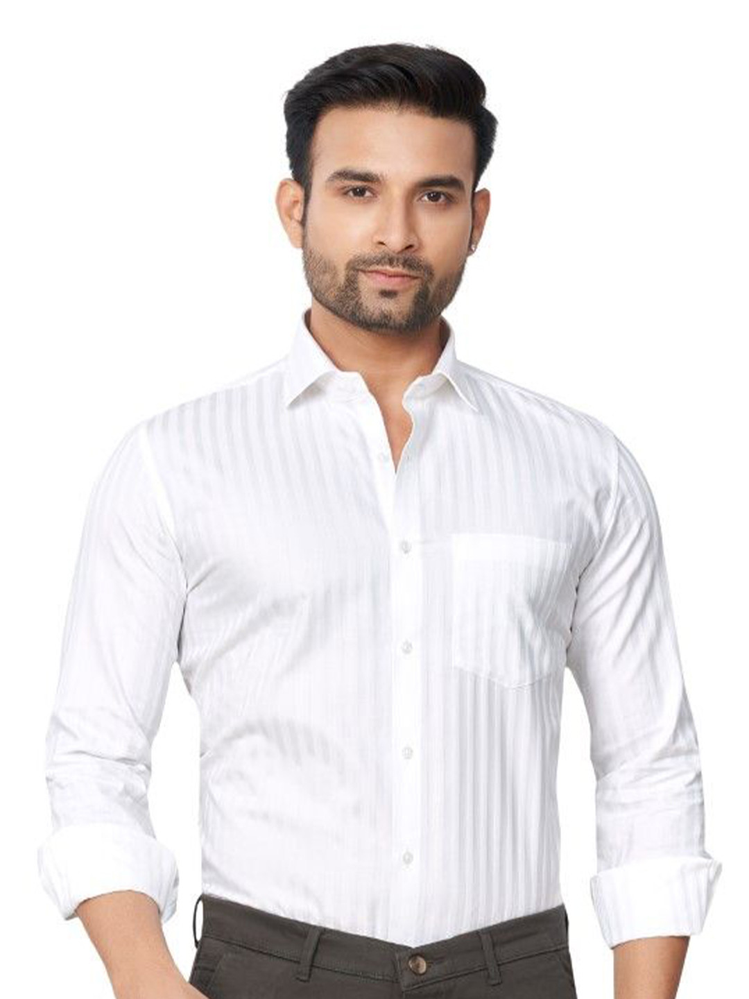 ATLANCE Striped Spread Collar Cotton Formal Shirt