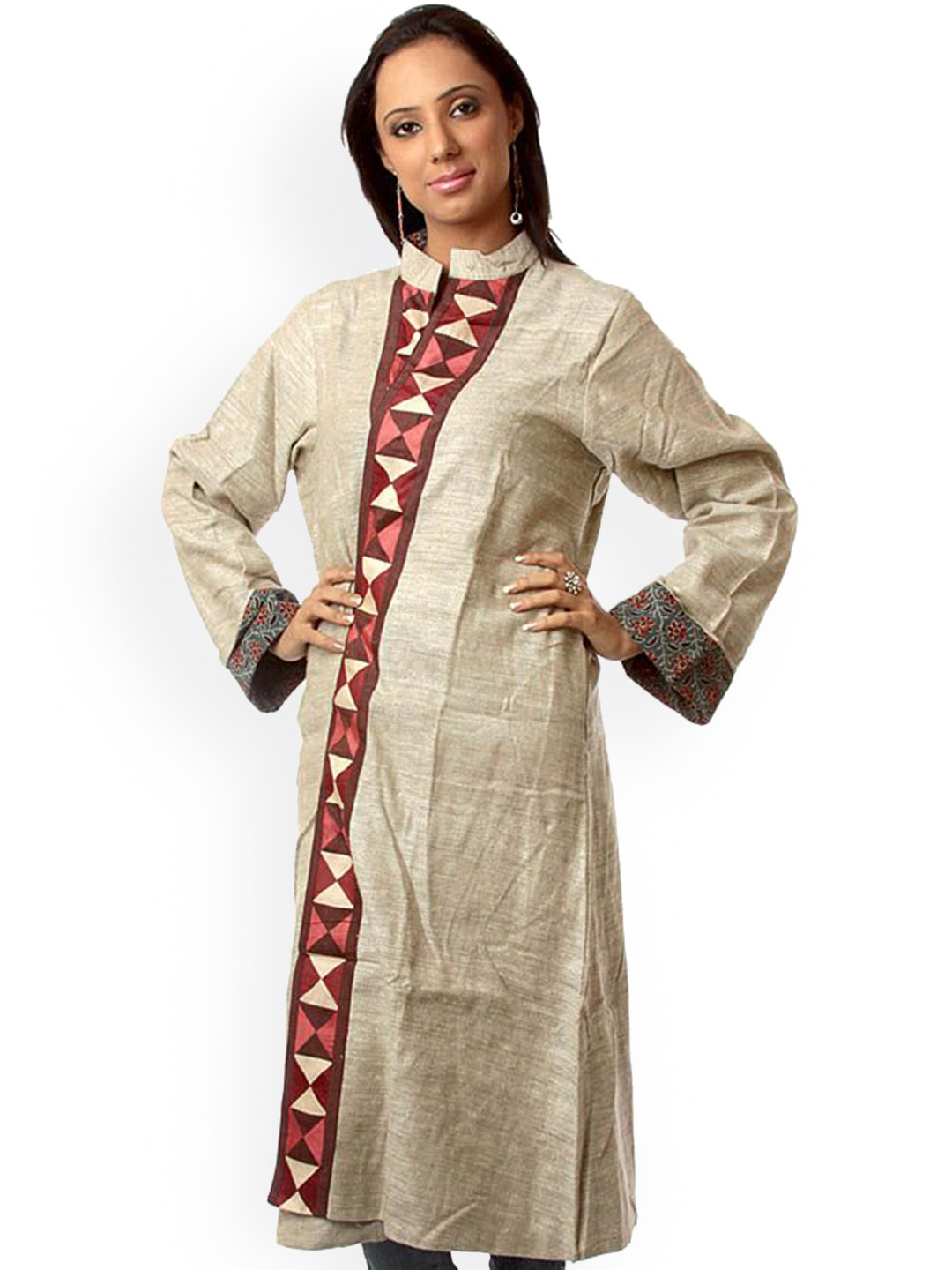 Exotic India Unisex Grey Front-Open Reversible Robe From Ranthambore