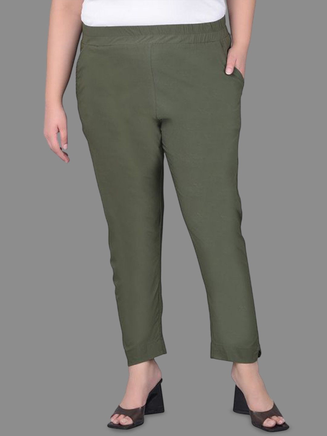 Comfort Lady Women Plus Size Regular Fit High-Rise Cotton Pencil Pant