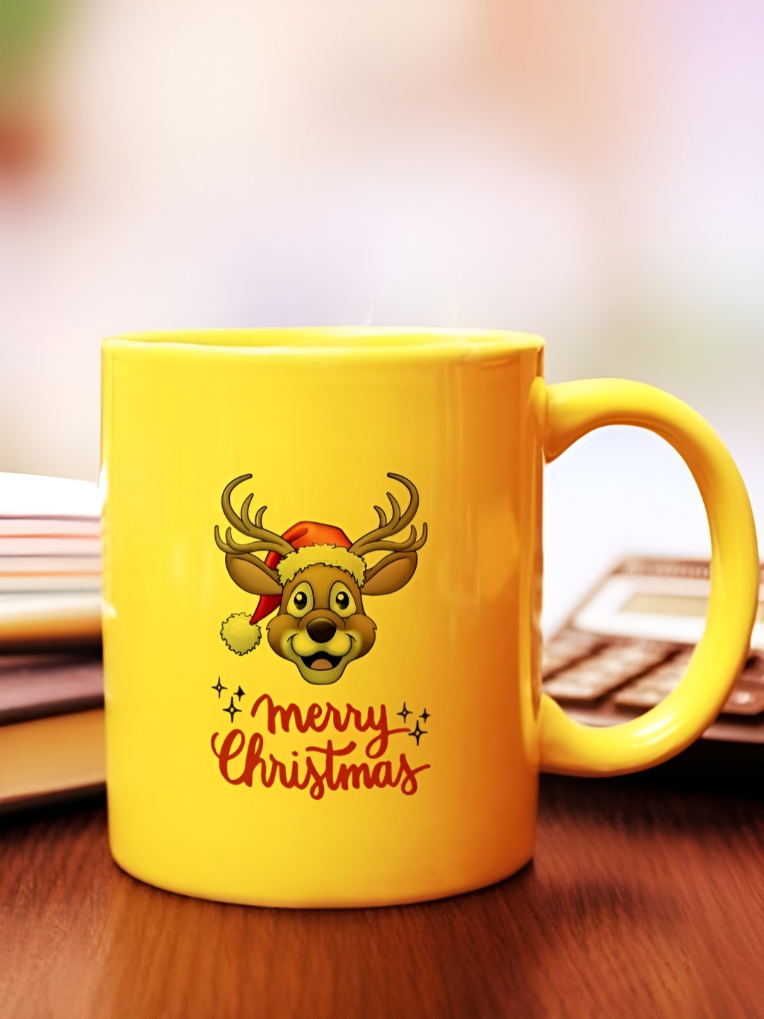 INTERNATIONAL GIFT Roaring Lion Yellow Typography Ceramic Microwave Safe Mug-320ml