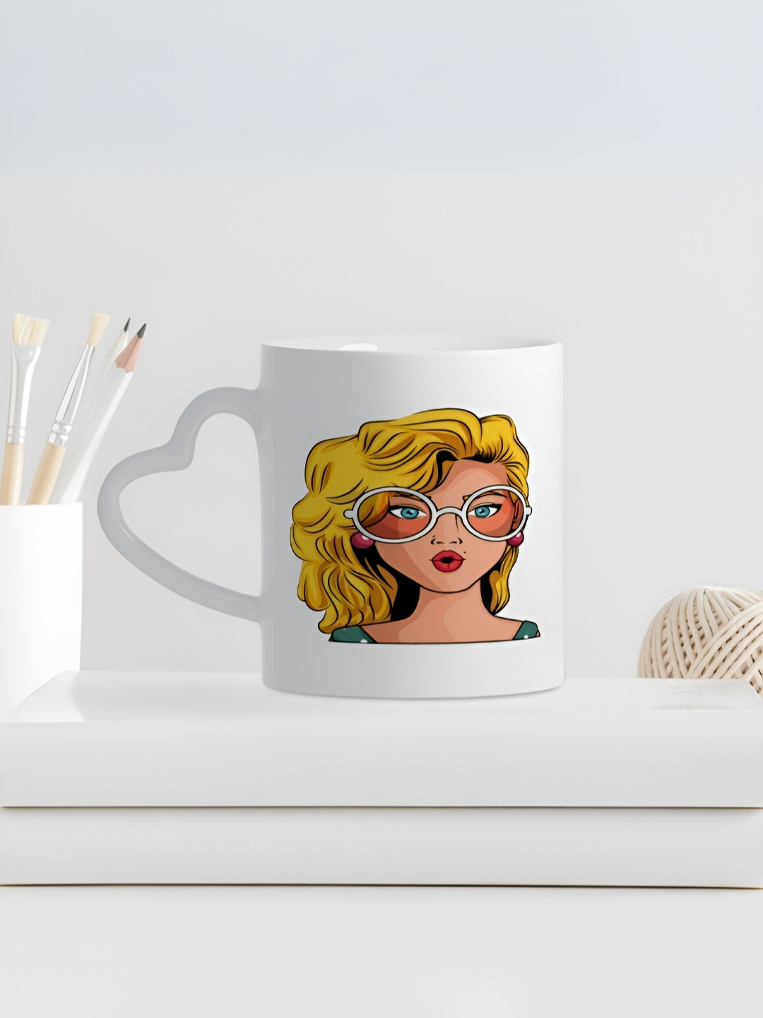 INTERNATIONAL GIFT White Graphic Ceramic Handmade Mug-320ml