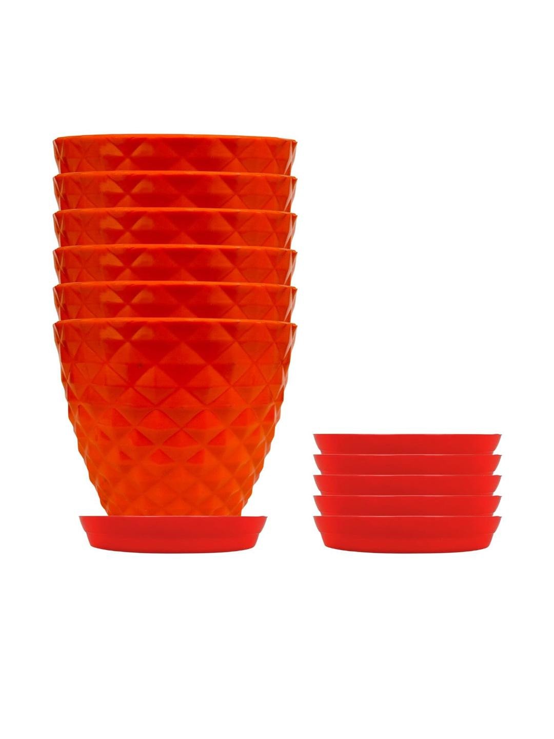 Go Hooked 6 Inch Kohinoor Pot for Plants with Saucer Tray Set of 6