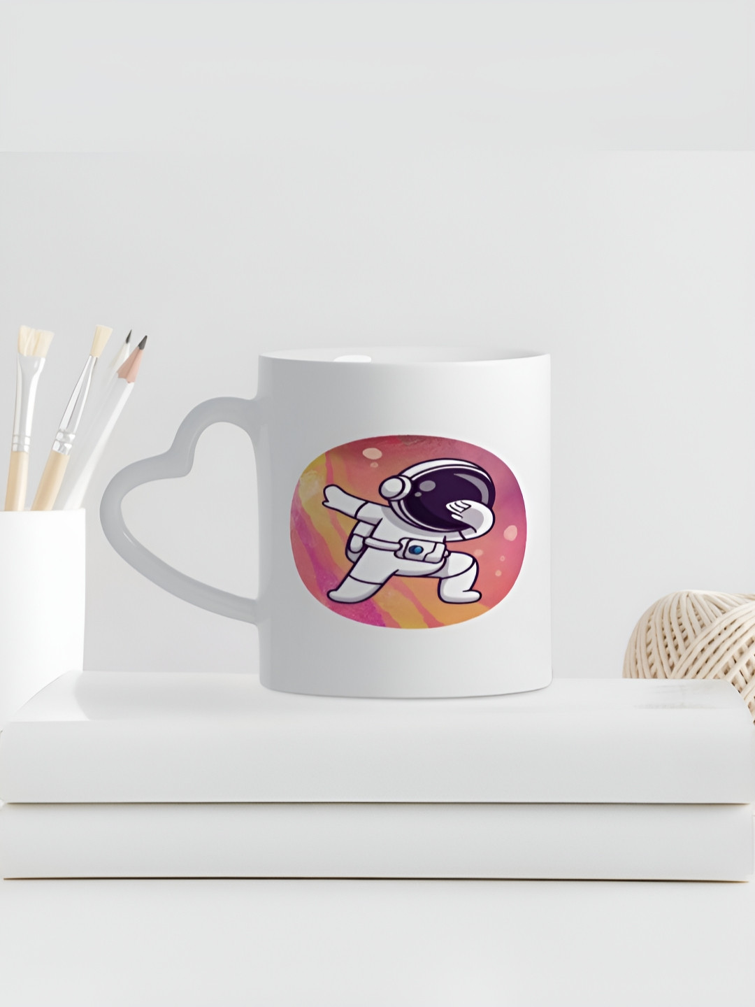 INTERNATIONAL GIFT Space Astronomer White Conversational Ceramic Microwave Safe Mug-320ml