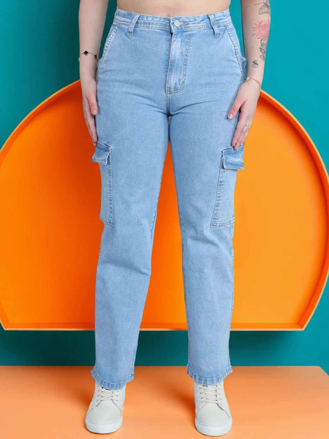 DressBerry Women Pixie Straight Fit High-Rise Light Fade Stretchable Jeans