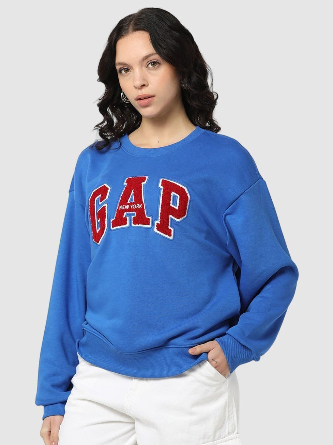 GAP Women Brand Logo Printed Loose-Fit Pullover Hoodie Sweatshirts