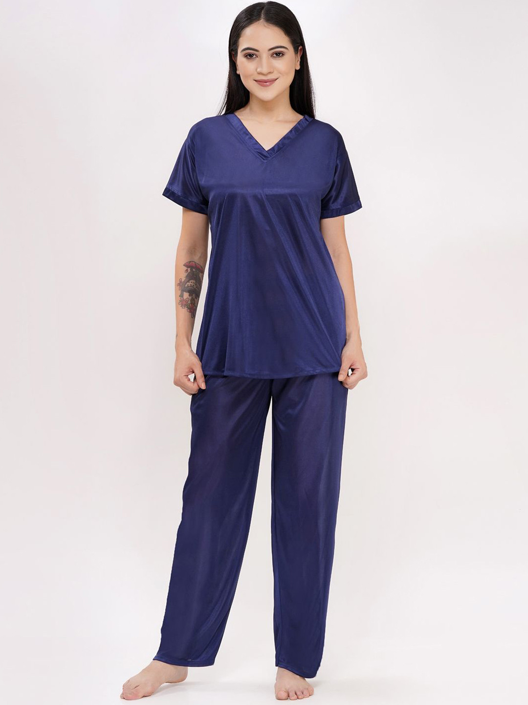 Dreambe Women Top & Pyjamas Satin Night suit