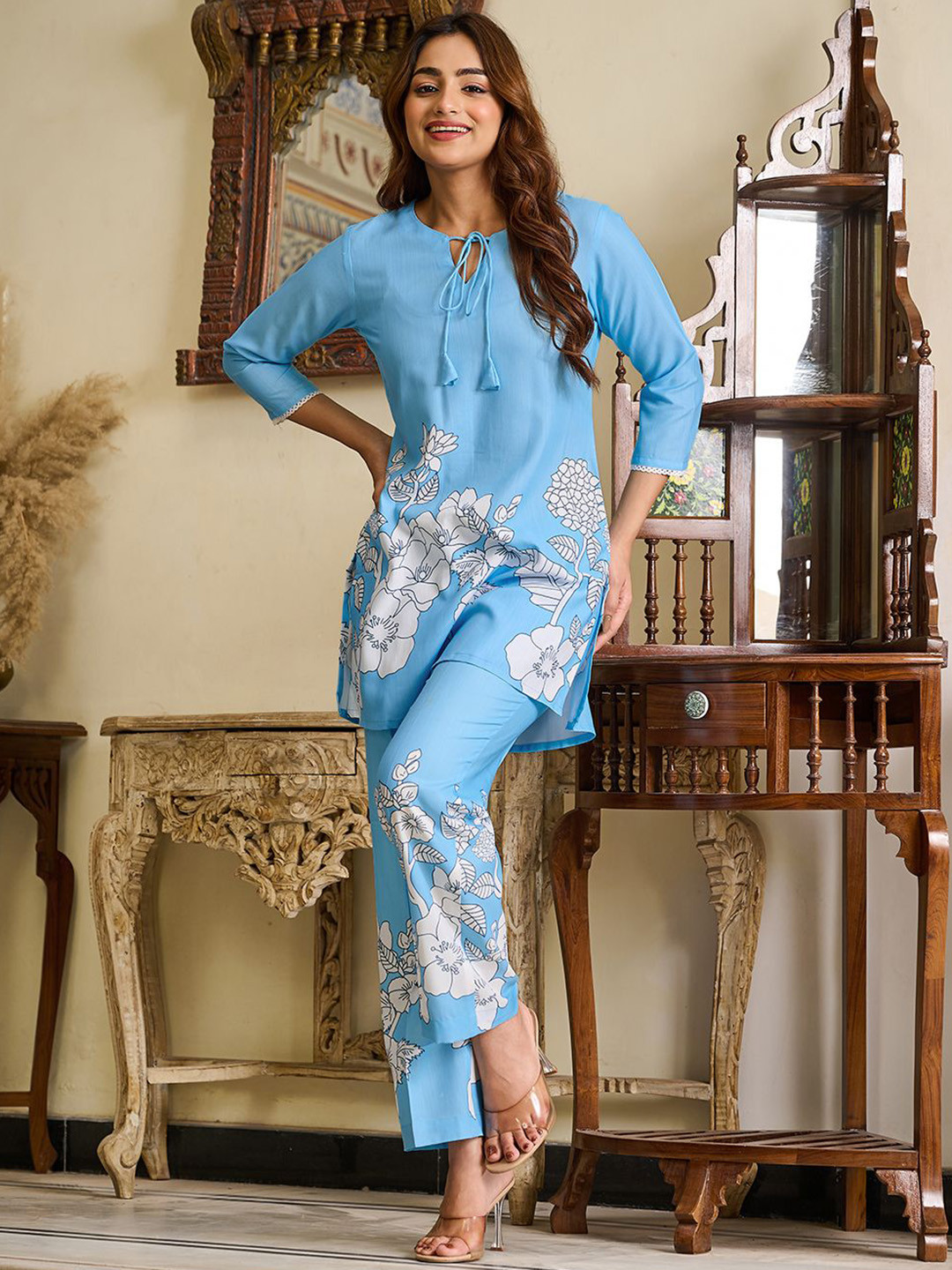 VIBE VISION Printed Tunic With Trousers Co-Ords