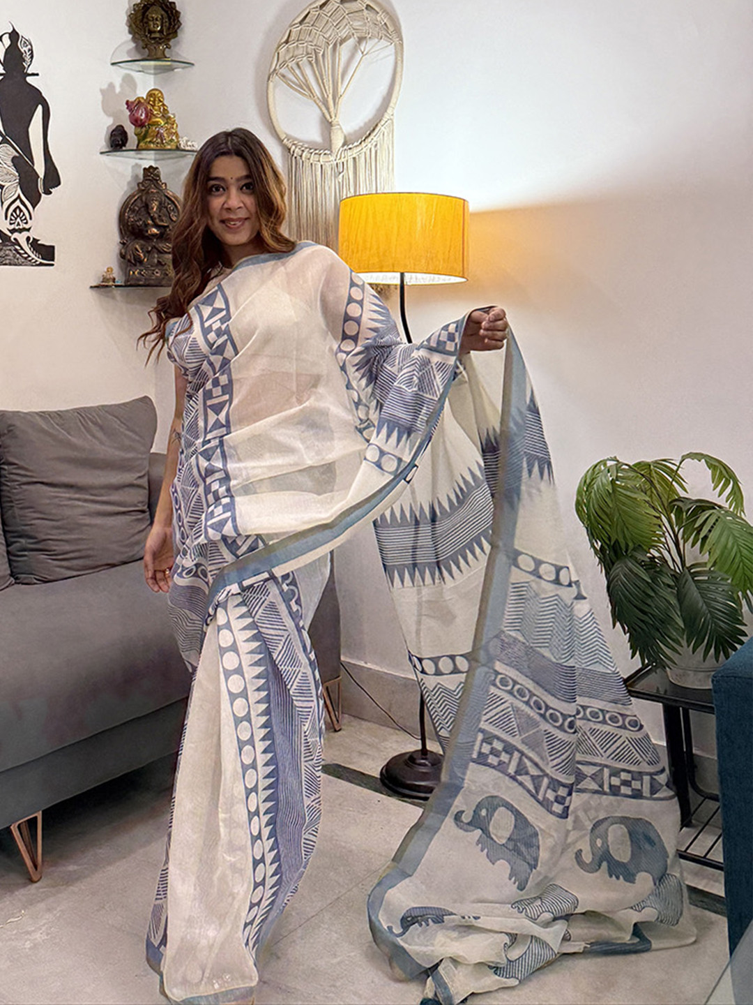 Jinal & Jinal Batik Zari Chanderi Saree