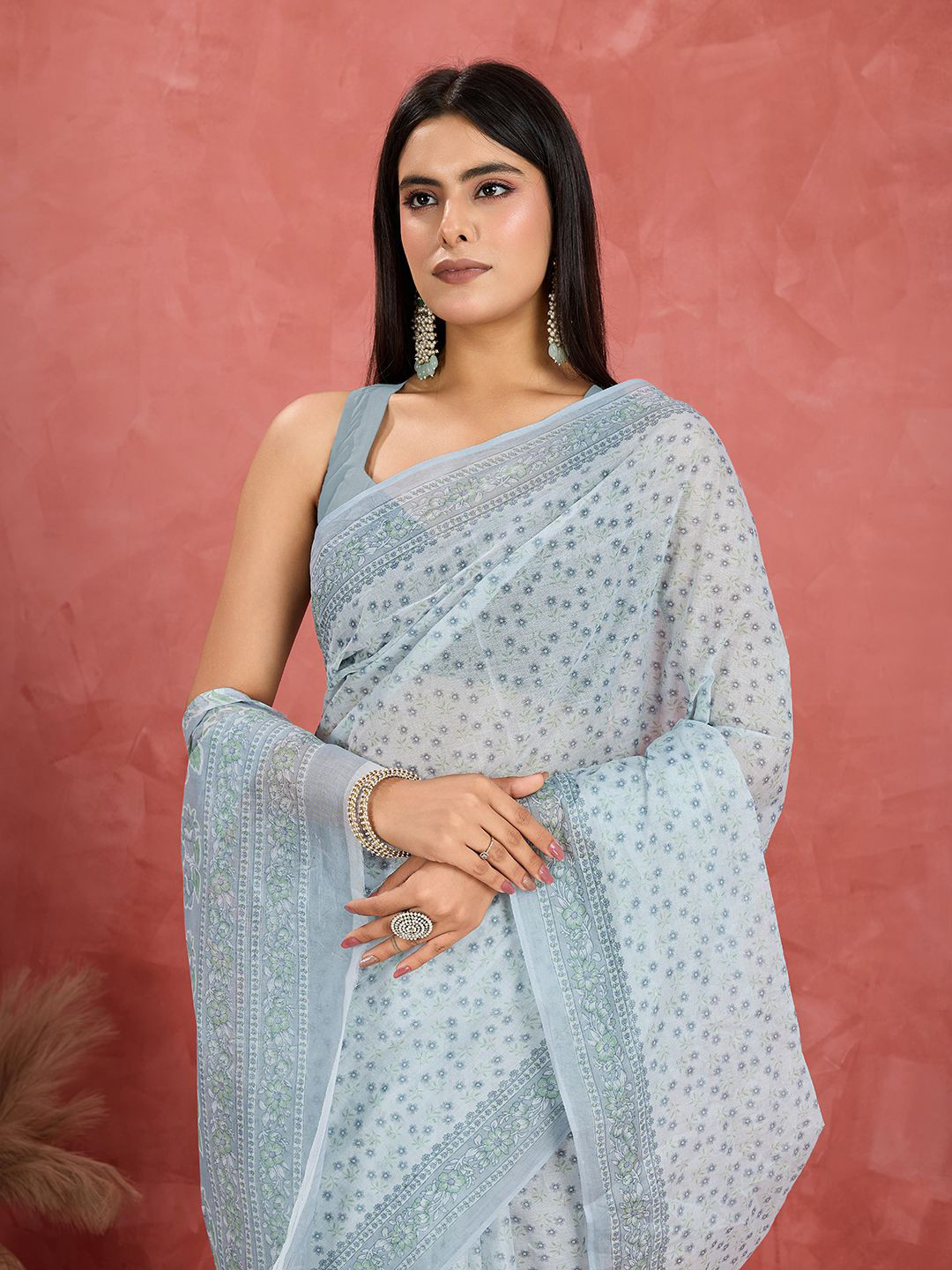 Jevi Prints Floral Printed Pure Cotton Saree