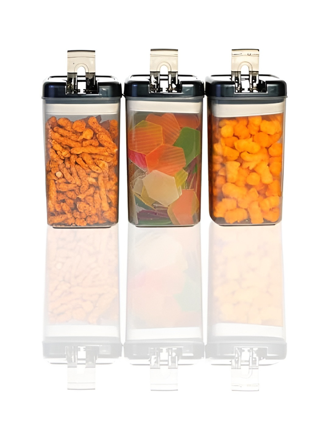 Posh Plasticware Black 3 Pieces Dishwasher And Microwave Safe Canister Containers