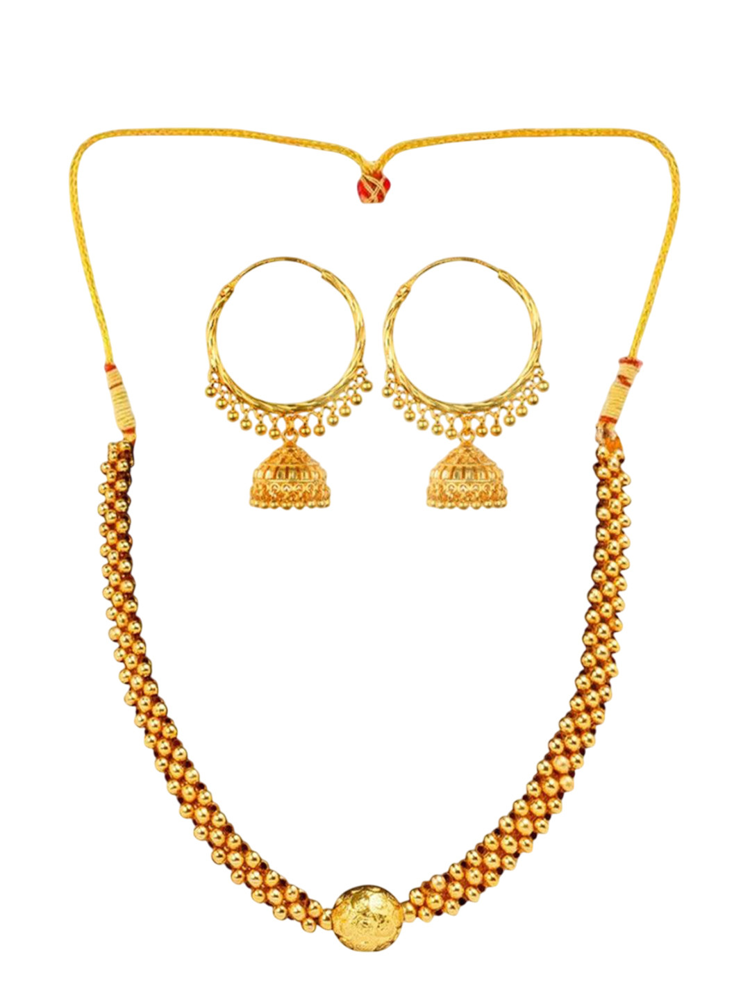 Heer Collection  1g Micron Gold-Plated Beaded Temple Jewellery Set