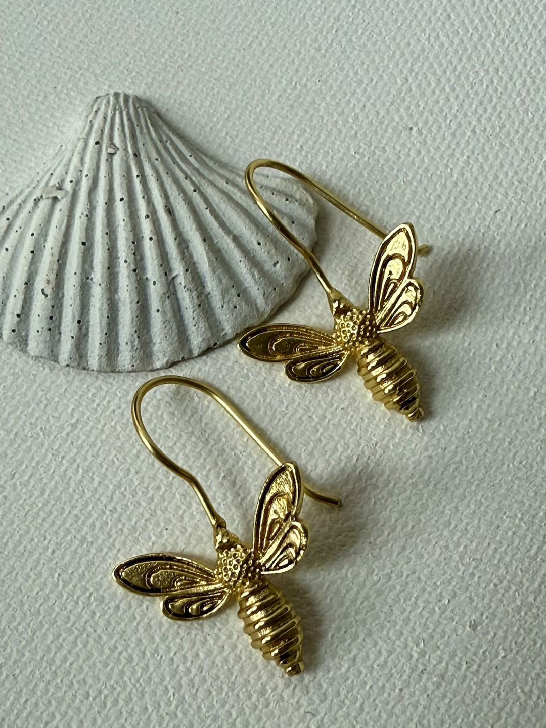 D MAK Gold-Plated Bee Shaped Drop Earrings