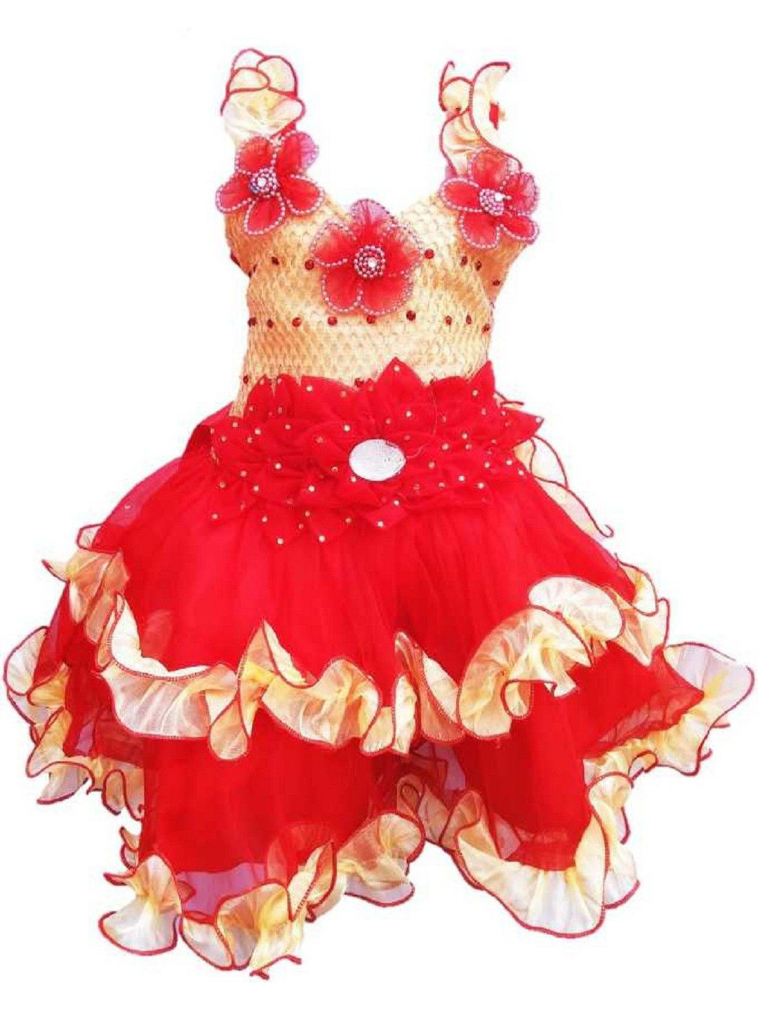 VILLATA FASHION Kids Floral Red Dress