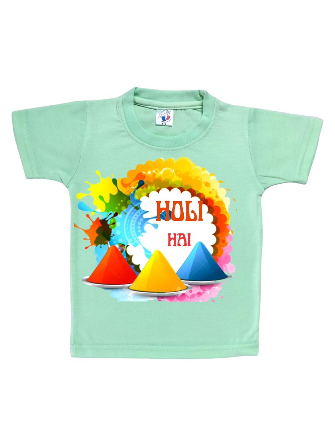 Cute Pals Girls Printed V-Neck Extended Sleeves Applique T-shirt