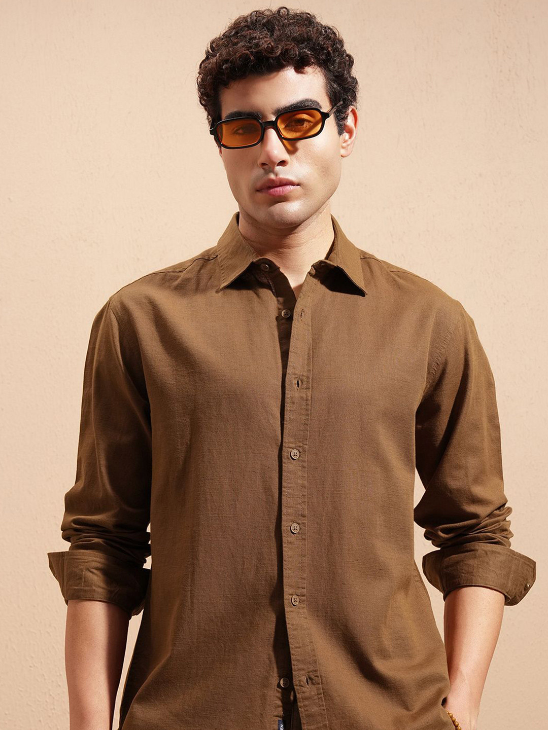 HIGHLANDER Long Sleeves Spread Collar Relaxed Fit Casual Shirt