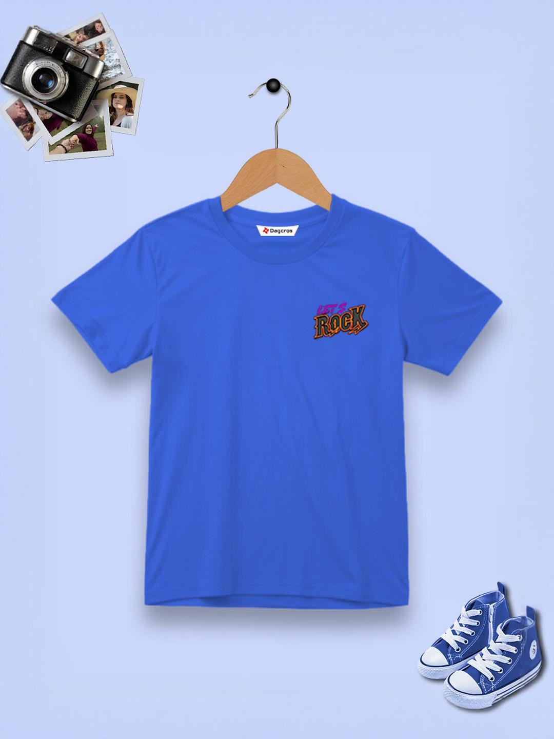 Dagcros Blue Kids Cotton Printed Slim Fit T-shirt