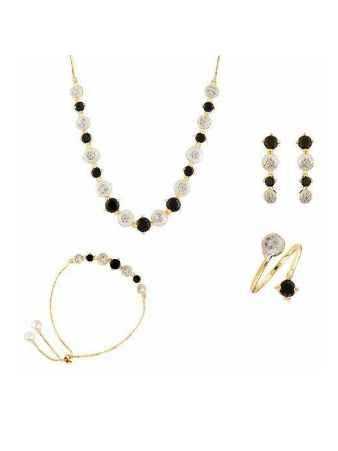 Alloy Gold-plated Black Jewellery Set (Pack of 1)