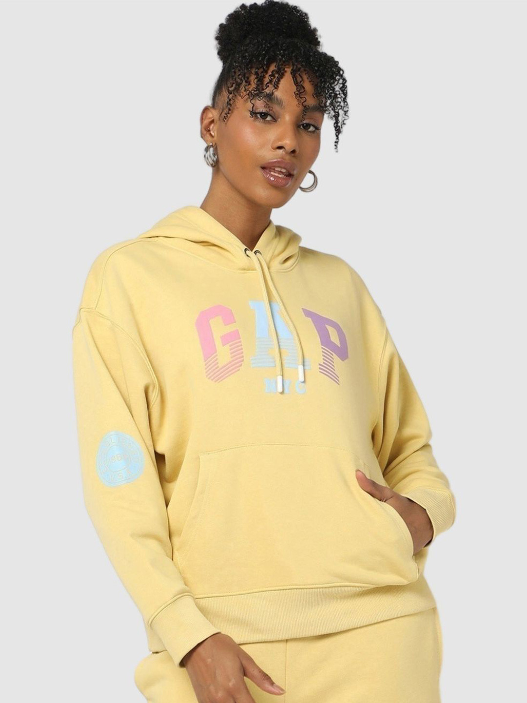 GAP Women Brand Logo Printed Relaxed Fit Hoodie Sweatshirts