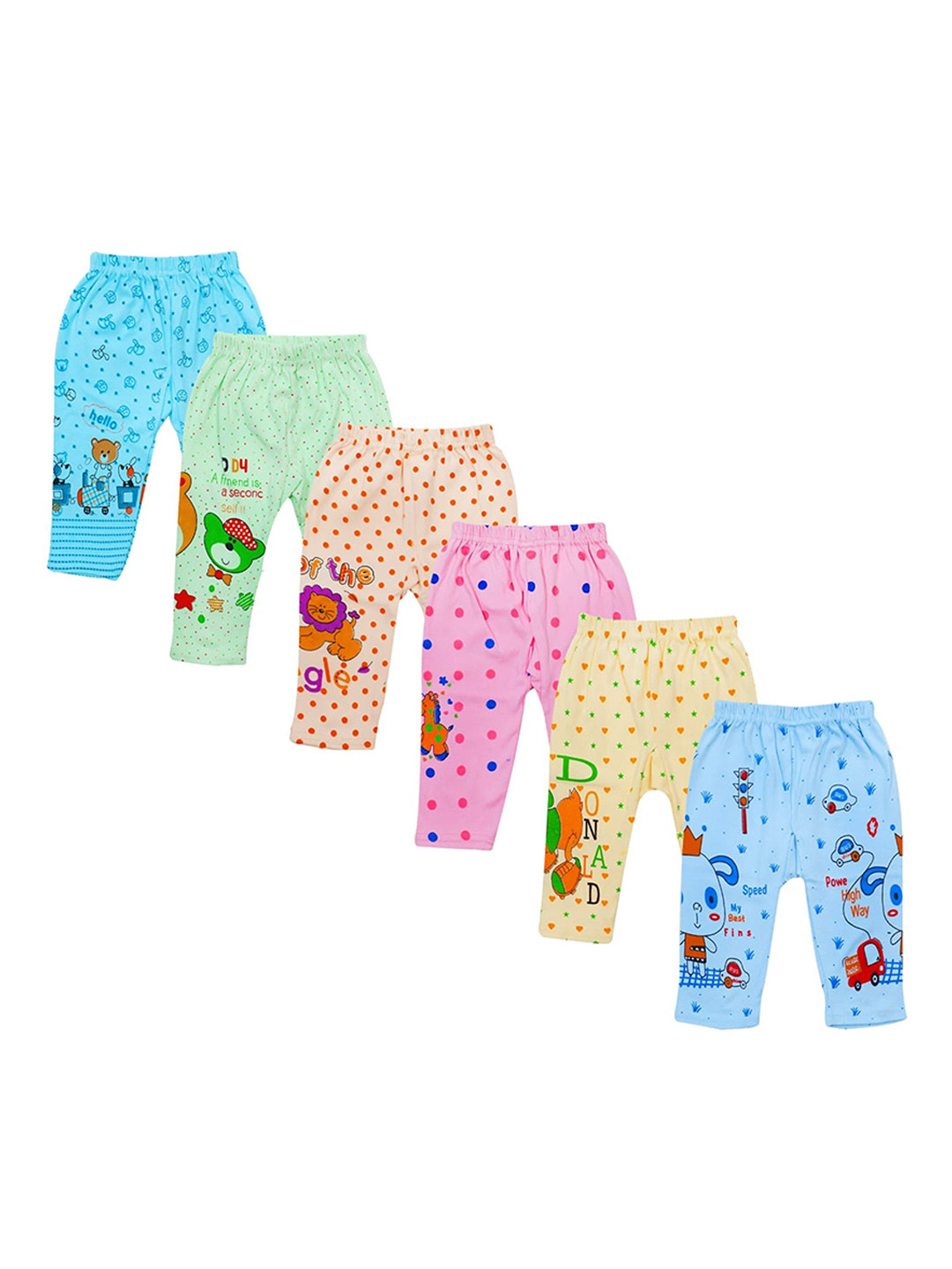 PALMLON Infants Pack Of 6 Printed Durable Track Pants