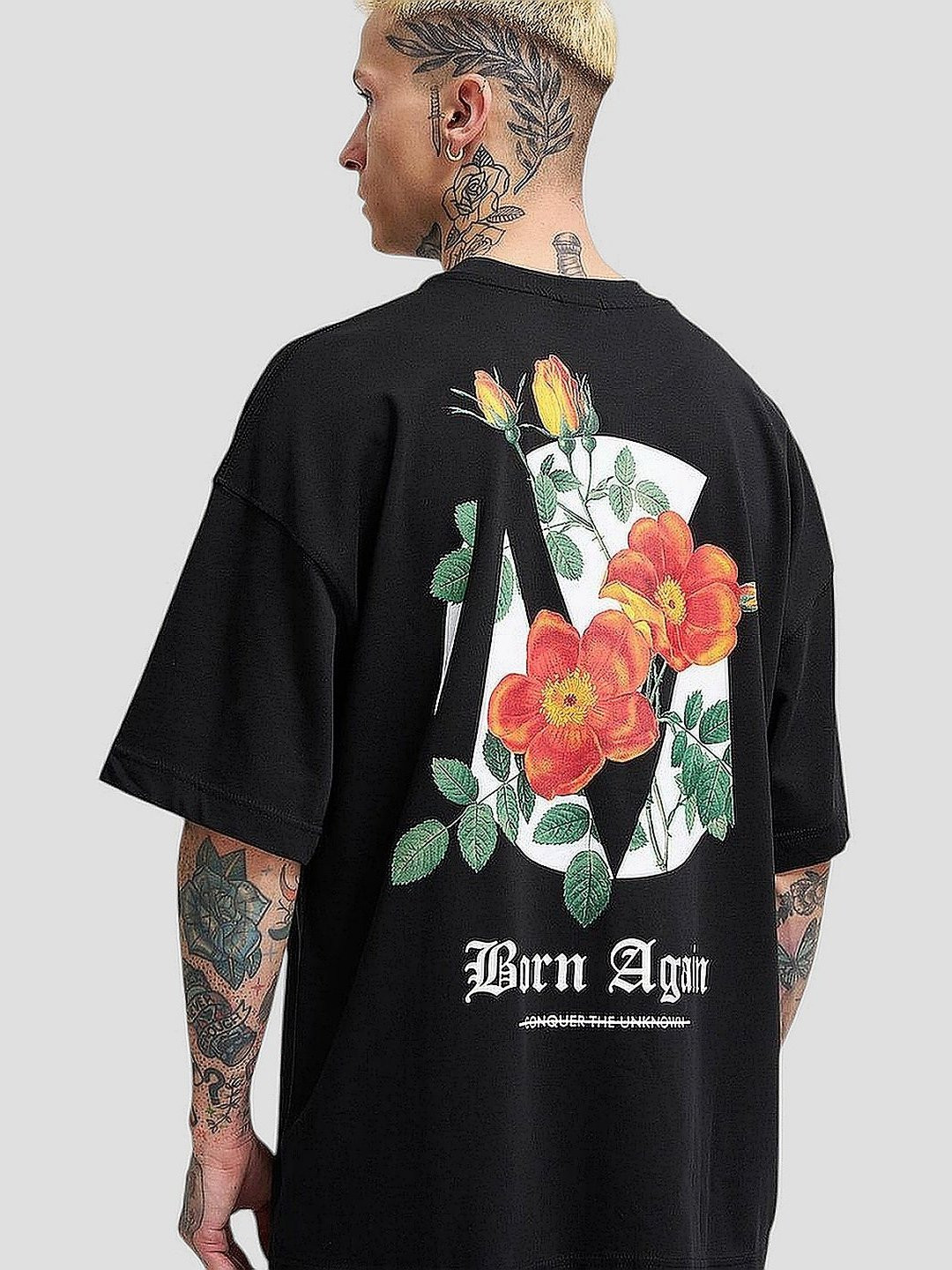 LAUREN ADAMS Floral Printed Oversized Cotton T-shirt
