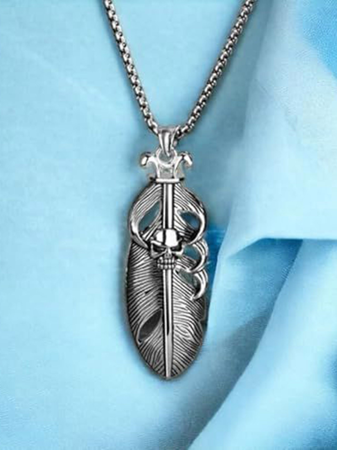 P. R. PRINTS Silver-Plated Stainless Steel Takahashi Goro Feather Pendant With Chain