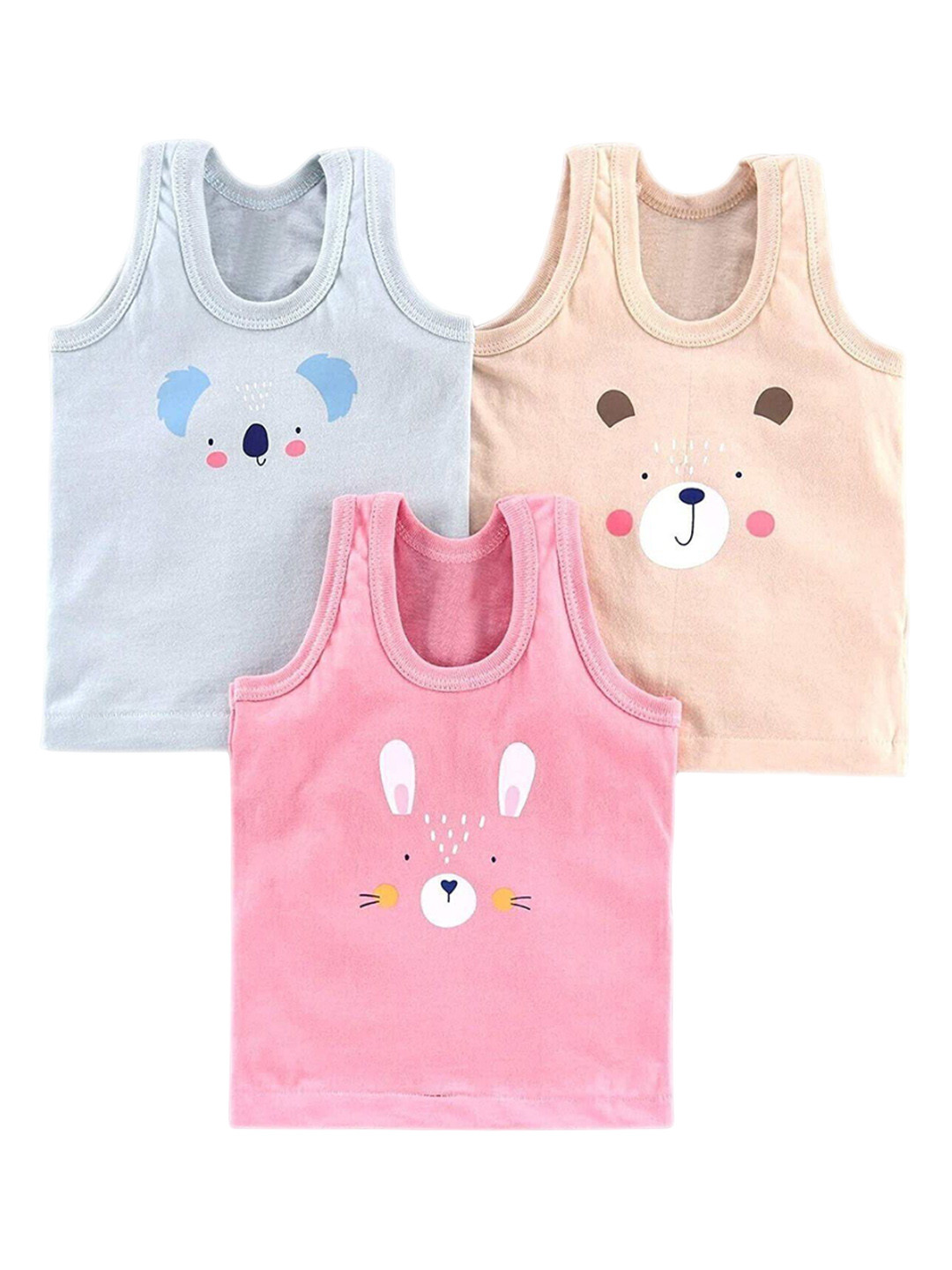 NEW TRINATH HOSIERY Kids Pack Of 3 Printed Cotton Basic Vests TCF-05